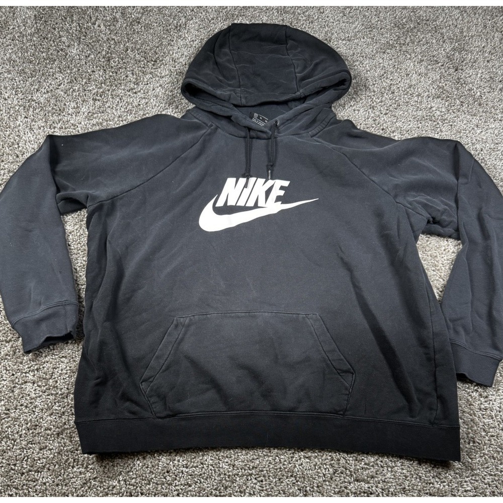 Nike Women's Hoodie Pullover Hooded Sweatshirt Black Logo XL